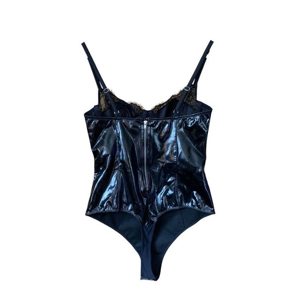 Fleur du Mal PVC Frankie Lace Bodysuit in Black Size S - Picture 5 of 12